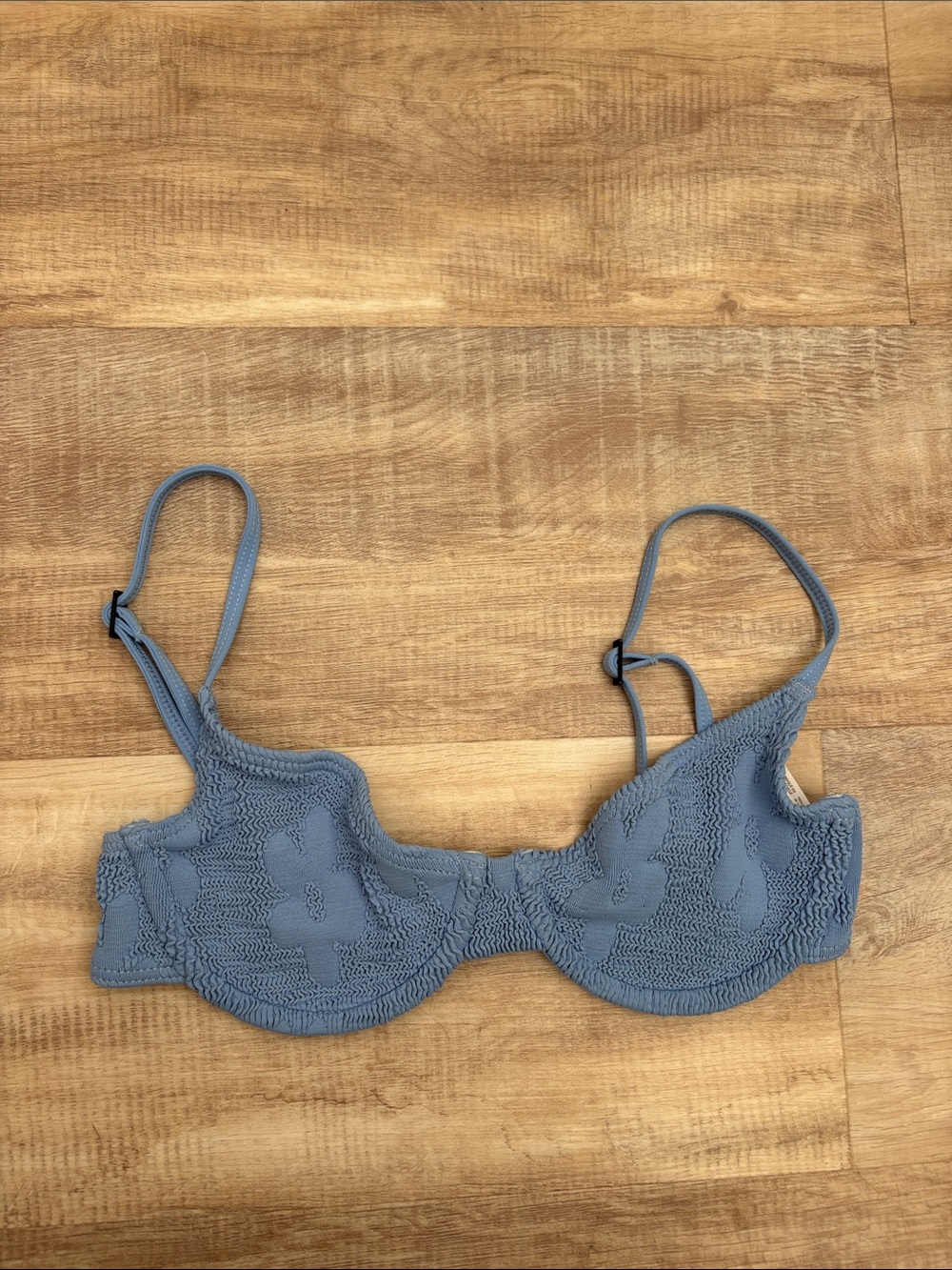 bond-eye Dusty Blue Crochet Underwire Bikini Top with Adjustable Straps